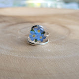Ring rund, Vergissmeinnicht, Silberring (.925er) Ring verstellbar, mit echter Blüte, Harz