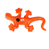 Wunderschöne Talavera Eidechse - Gecko aus handbemaltem Ton von indigenen Kunsthandwerkern aus Nayarit Farbe: orange, Schwanz rechts