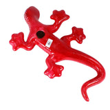 Wunderschöne Talavera Eidechse - Gecko aus handbemaltem Ton von indigenen Kunsthandwerkern aus Nayarit Farbe: rot, Schwanz rechts