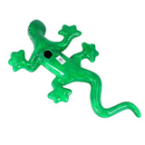 Wunderschöne Talavera Eidechse - Gecko aus handbemaltem Ton von indigenen Kunsthandwerkern aus Nayarit Farbe: grün, Schwanz mittig