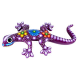 Wunderschöne Talavera Eidechse - Gecko aus handbemaltem Ton von indigenen Kunsthandwerkern aus Nayarit Farbe: bugambilia, Schwanz rechts