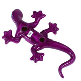 Wunderschöne Talavera Eidechse - Gecko aus handbemaltem Ton von indigenen Kunsthandwerkern aus Nayarit Farbe: bugambilia, Schwanz rechts