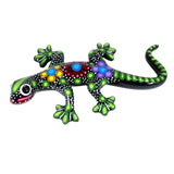 Wunderschöne Talavera Eidechse - Gecko aus handbemaltem Ton von indigenen Kunsthandwerkern aus Nayarit Farbe: schwarz, Schwanz rechts