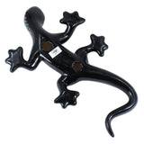 Wunderschöne Talavera Eidechse - Gecko aus handbemaltem Ton von indigenen Kunsthandwerkern aus Nayarit Farbe: schwarz, Schwanz rechts