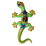 Wunderschöne Talavera Eidechse - Gecko aus handbemaltem Ton von indigenen Kunsthandwerkern aus Nayarit Farbe: limette, Schwanz rechts