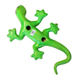 Wunderschöne Talavera Eidechse - Gecko aus handbemaltem Ton von indigenen Kunsthandwerkern aus Nayarit Farbe: limette, Schwanz rechts