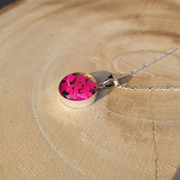 Kette mit rundem Anhänger, Holunderblüte, Silberschmuck (.925er), 45cm, mit echter Blüte/Blume, Harz