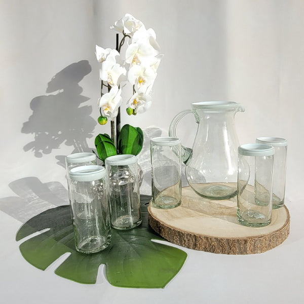 Gläserset "RIM White" mit großem Krug (2.000ml) und klassischer Glasform