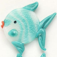 Icon gestreifter Fisch türkis / pez rayado turquesa - Dekostein Streudeko mundgeblasen, handgefertigt