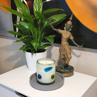 Sojawachs Kerze im Glas SPLASH POINTS turquoise cobalt green vaso classic dof 330ml