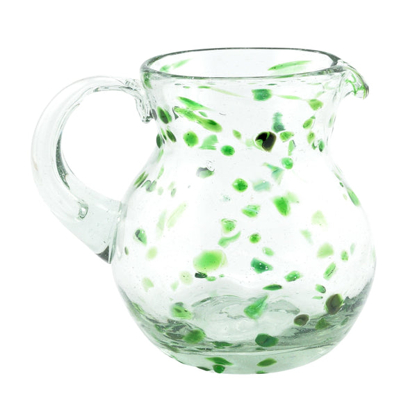 Glaskrug DOTS green bola small 500ml handmade fairtrade