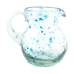 Glaskrug DOTS turquoise bola small 500ml handmade fairtrade