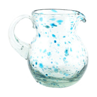 Glaskrug DOTS turquoise bola small 500ml handmade fairtrade