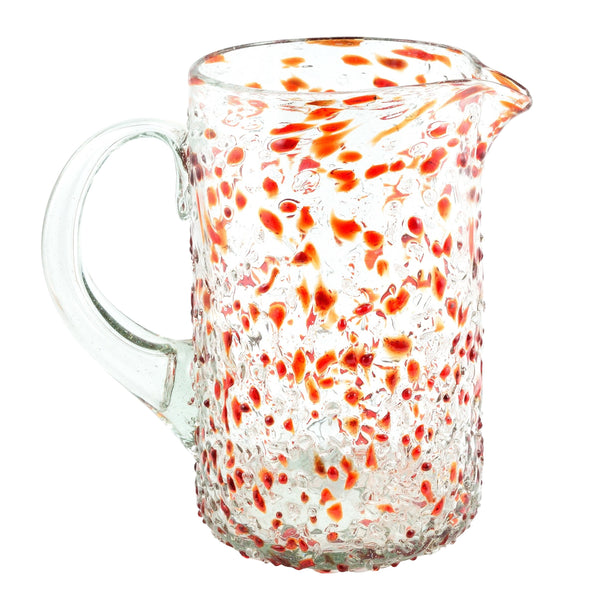 Glaskrug CONFETTI clear red cilindro large 1.500ml handmade fairtrade