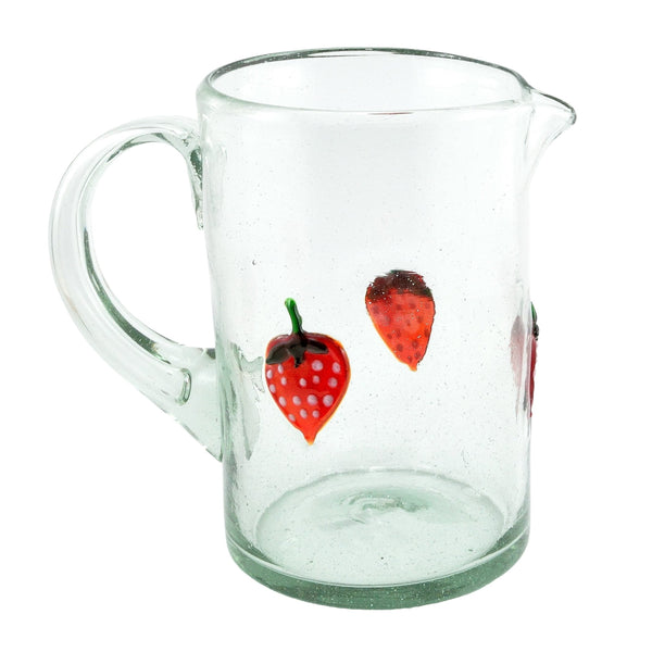 Glaskrug ICON STRAWBERRY cilindro large 1.500ml handmade fairtrade