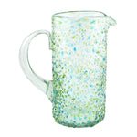 Glaskrug CONFETTI green turquoise cilindro normal 1200ml handmade fairtrade