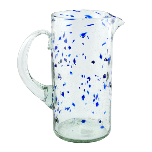 Glaskrug DOTS cobalt cilindro normal 1200ml handmade fairtrade