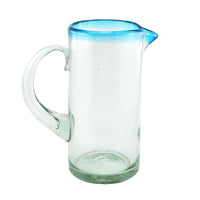 Glaskrug RIM turquoise cilindro normal 1200ml handmade fairtrade