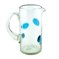 Glaskrug SPLASH turquoise 4 Punkte cilindro normal 1200ml handmade fairtrade