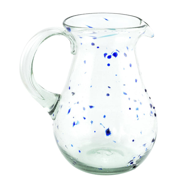 Glaskrug DOTS cobalt pera large 2.000ml handmade fairtrade