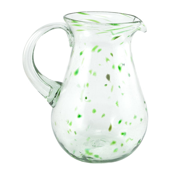 Glaskrug DOTS green pera large 2.000ml handmade fairtrade