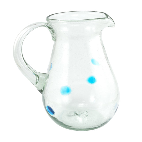 Glaskrug SPLASH turquoise 6 Punkte pera large 2.000ml handmade fairtrade