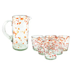 Glasset 6er Trinkgläser 1 Glaskrug Trinkglas rote Punkte Konfetti Design konisch  250ml Glas Confetti Glas Gläser 6er bunt set kinderPunkte motiv Trinkgläser Trinkglas stapelbar günstig Mundgeblasene Windlicht mundgeblasene trinkgläser bunt Windlicht Trinkglas Trinkgläser mit Punkten glas confetti confetti glassware