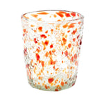 Trinkglas CONFETTI clear red lowball conical 250ml handmade fairtrade