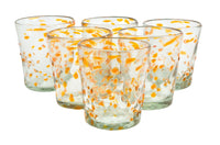 Trinkglas DOTS orange lowball conical 250ml handmade fairtrade