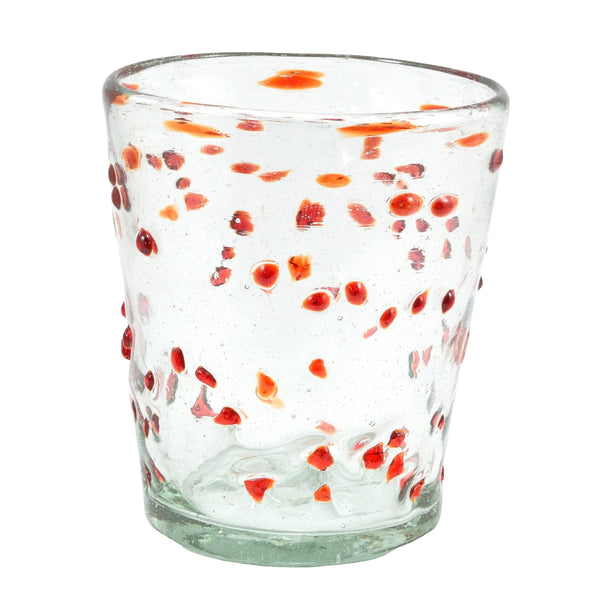 Trinkglas Punkte Konfetti Design konisch  250ml Glas Confetti Glas Gläser 6er set bunt set kinder rote Punkte motiv Trinkgläser Trinkglas stapelbar günstig Mundgeblasene Windlicht mundgeblasene trinkgläser bunt Windlicht Trinkglas Trinkgläser mit Punkten glas confetti confetti glassware