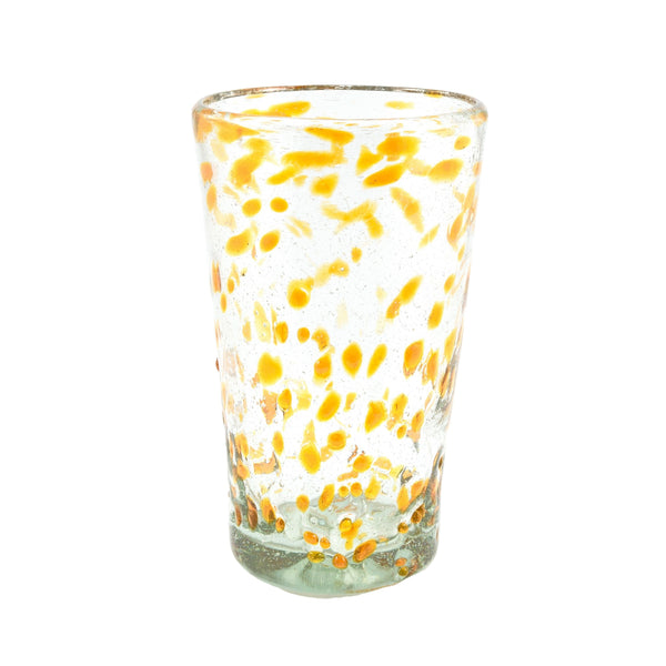 Trinkglas DOTS orange highball conical 400ml handmade fairtrade