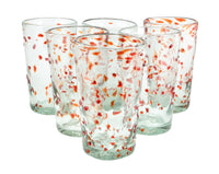 Trinkglas DOTS red highball conical 400ml handmade fairtrade