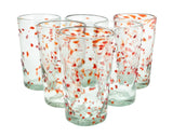 Trinkglas DOTS red highball conical 400ml handmade fairtrade