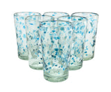 Trinkglas DOTS turquoise highball conical 400ml handmade fairtrade