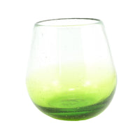 Trinkglas COLOR DOWN green lowball oval 400ml handmade fairtrade