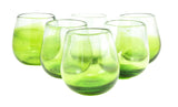 Trinkglas COLOR DOWN green lowball oval 400ml handmade fairtrade