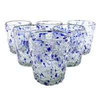 Trinkglas CONFETTI clear cobalt lowball conical 250ml
