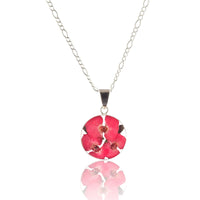 Kette mit rundem Anhänger, Christusdorn, Silberschmuck (.925er), 45cm, mit echter Blüte/Blume, Harz