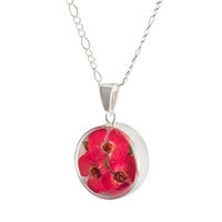 Kette mit rundem Anhänger, Christusdorn, Silberschmuck (.925er), 45cm, mit echter Blüte/Blume, Harz