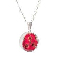 Kette mit rundem Anhänger, Christusdorn, Silberschmuck (.925er), 45cm, mit echter Blüte/Blume, Harz