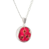 Kette mit rundem Anhänger, Christusdorn, Silberschmuck (.925er), 45cm, mit echter Blüte/Blume, Harz