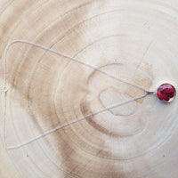 Kette mit rundem Anhänger, Christusdorn, Silberschmuck (.925er), 45cm, mit echter Blüte/Blume, Harz